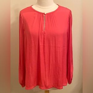 Ann Taylor Coral Silky SZ XL Chic Elegant Polished Minimalist Preppy Classy Top